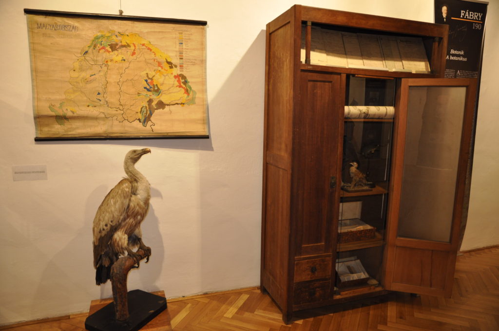 Pohľad na výstavu - učebné pomôcky, ktoré používal profesor János Fábry.