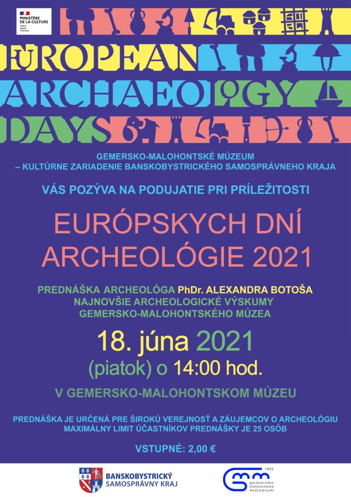 Plagát k prednáške pri príležitosti Európskych dní archeológie 2021.