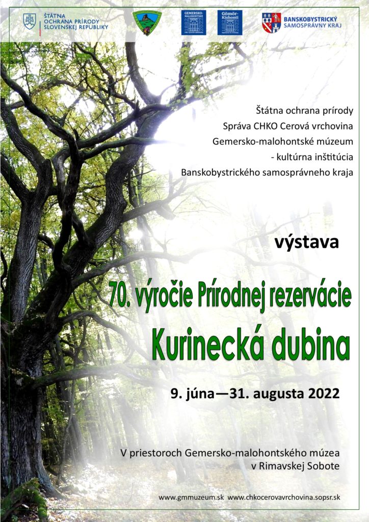 plagát k výstave 70. výročie Prírodnej rezervácie Kurinecká dubina